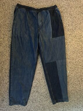 Sun & Stone Women’s Pull On Jogger Style Patchwork detail jeans size‎ Large